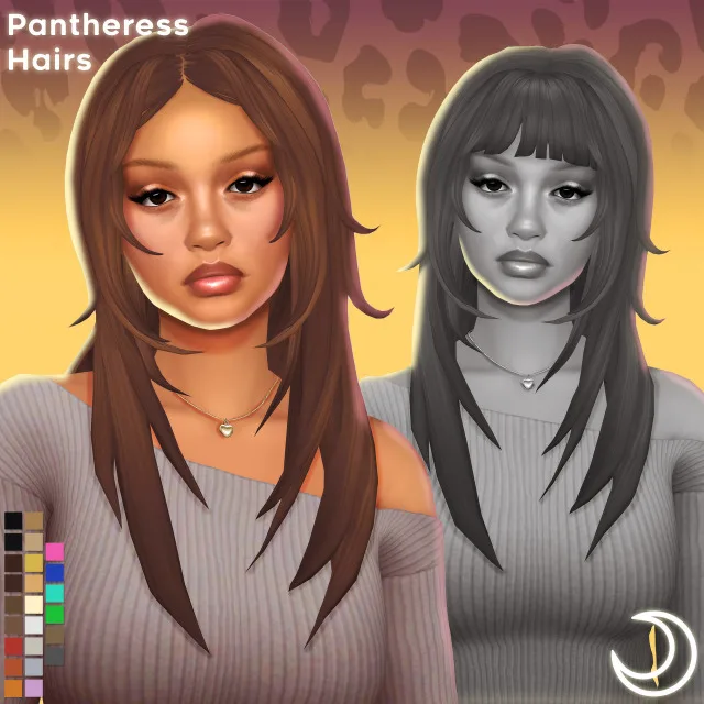 Vista previa de PANTHERESS cabello BY IMVIKAI, crear un sim de imvikai para Los Sims 4.