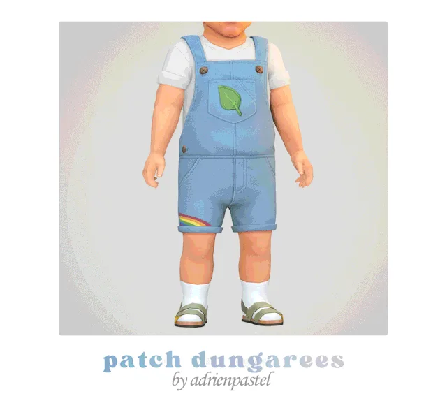 Vista previa de Patch Dungarees conjunto (infantes), ropa de its-adrienpastel para Los Sims 4.