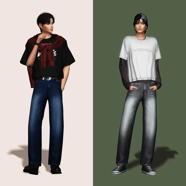 Vista previa de Patched Jeans · Basic Jeans II, ropa de gorillax3-cc para Los Sims 4.
