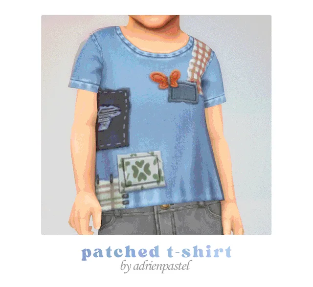 Vista previa de Patched T-Shirt (Toddlers), ropa de its-adrienpastel para Los Sims 4.