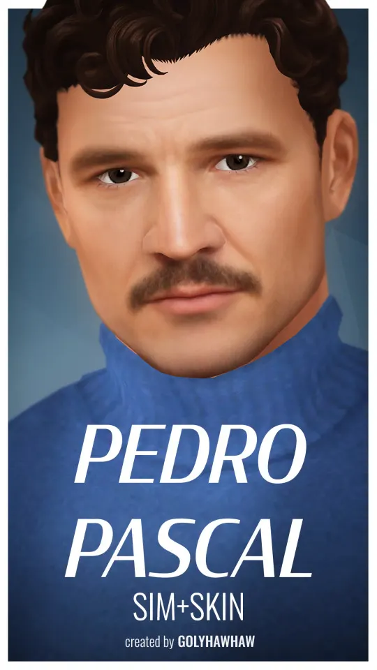 Vista previa de Pedro Pascal Sim + Skin, ropa de golyhawhaw para Los Sims 4.