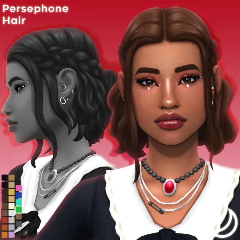 Vista previa de PERSEPHONE cabello BY IMVIKAI, cabello de imvikai para Los Sims 4.