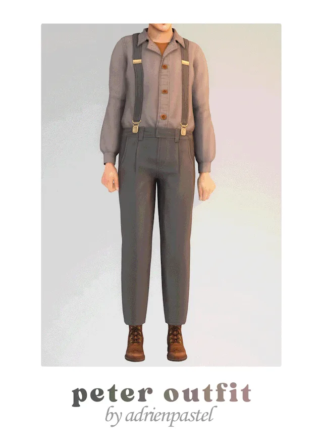 Vista previa de Peter Suspenders conjunto, ropa de its-adrienpastel para Los Sims 4.