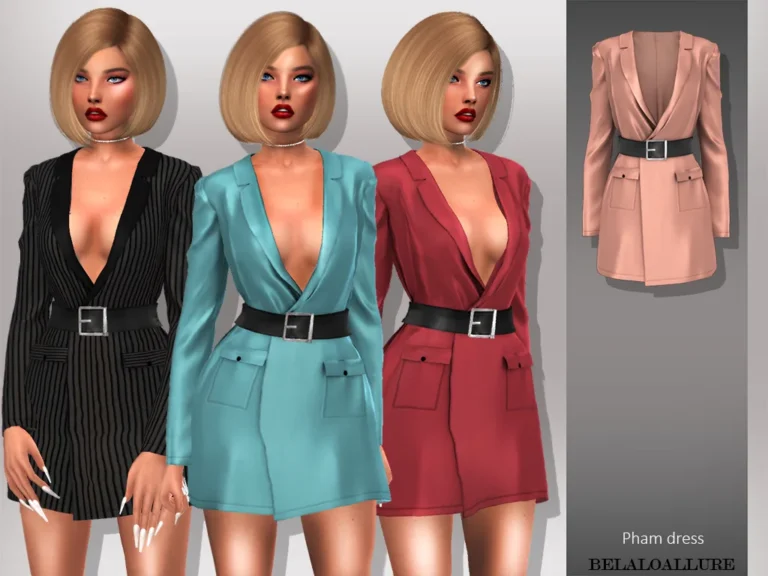 Vista previa de Pham vestido, ropa de belaloallure3 para Los Sims 4.