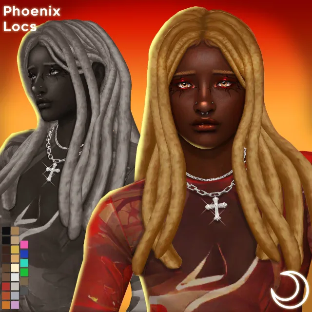 Vista previa de PHOENIX LOCS BY IMVIKAI, cabello de imvikai para Los Sims 4.