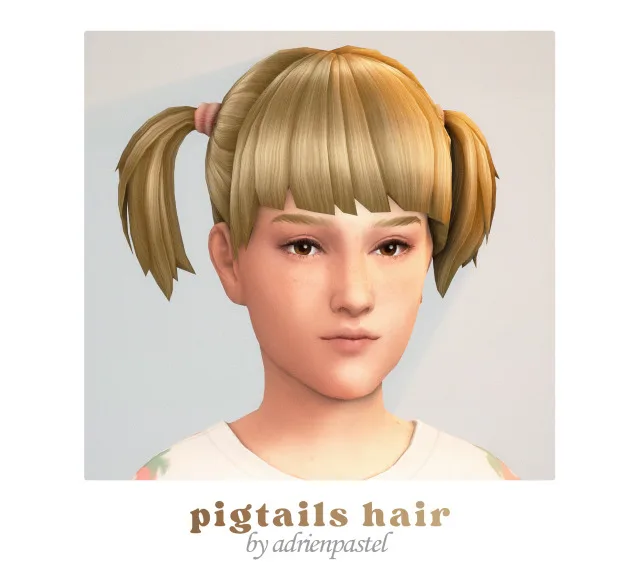 Vista previa de Pigtails cabello (Kids), cabello de its-adrienpastel para Los Sims 4.