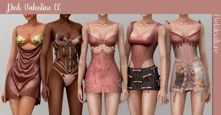 Vista previa de Pink Valentine CC, crear un sim de belaloallure3 para Los Sims 4.
