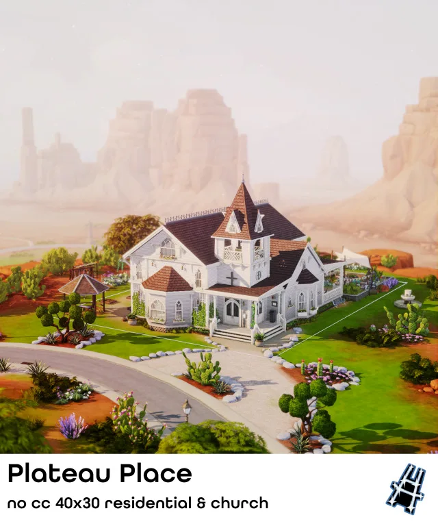Vista previa de Plateau Place Church | Rebuild StrangerVille, solares y habitaciones de nocturne-vi para Los Sims 4.