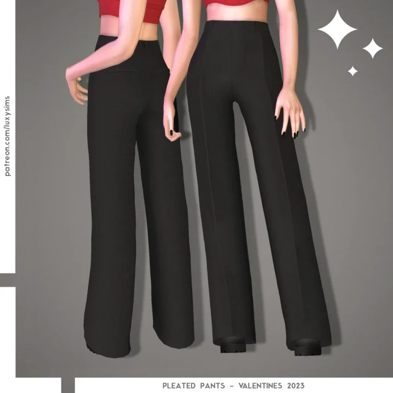 Vista previa de Pleated Pants - Valentines 2023, ropa de luxysims para Los Sims 4.