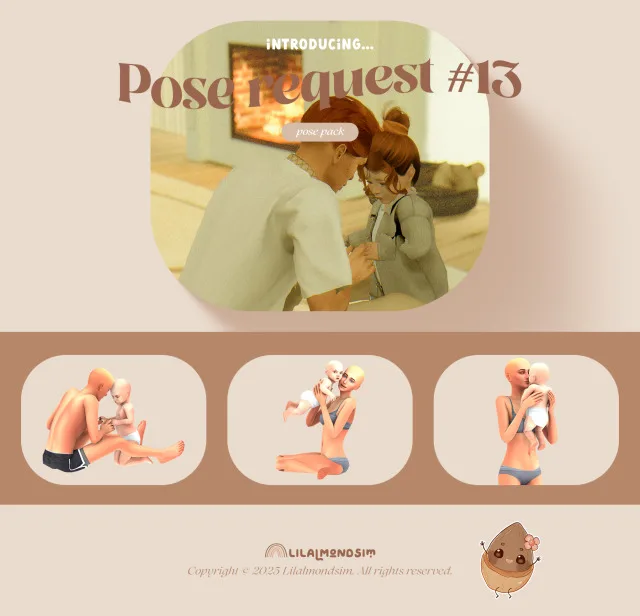 Vista previa de Pose request #13 — 𝒑𝒐𝒔𝒆 𝒑𝒂𝒄𝒌 𝒘𝒊𝒕𝒉 𝒊𝒏𝒇𝒂𝒏𝒕𝒔, poses de lilalmondsim para Los Sims 4.