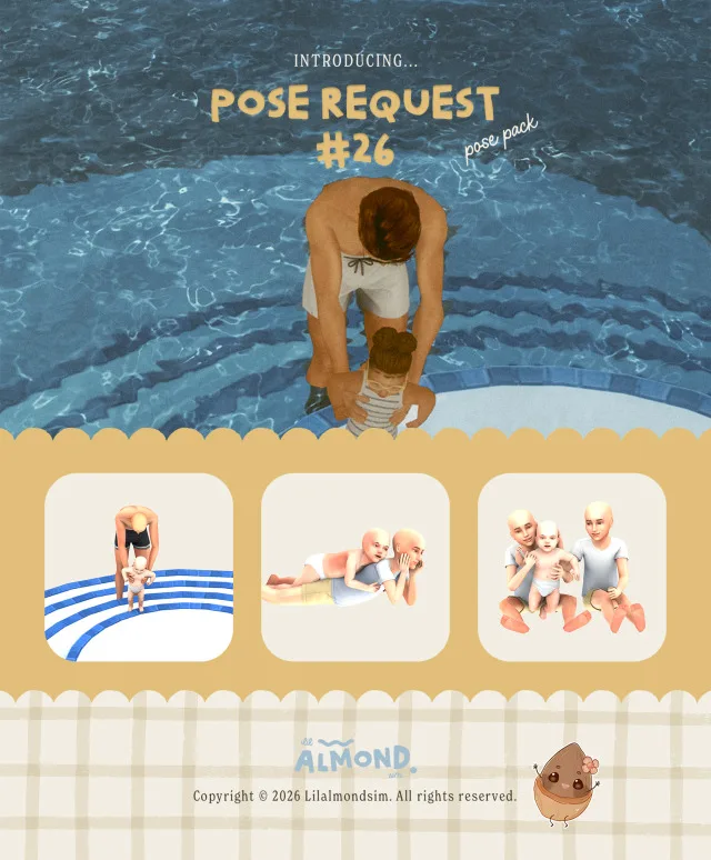 Vista previa de Pose Request #26 ꒰𝑝𝑜𝑠𝑒 𝑝𝑎𝑐𝑘꒱, poses de lilalmondsim para Los Sims 4.