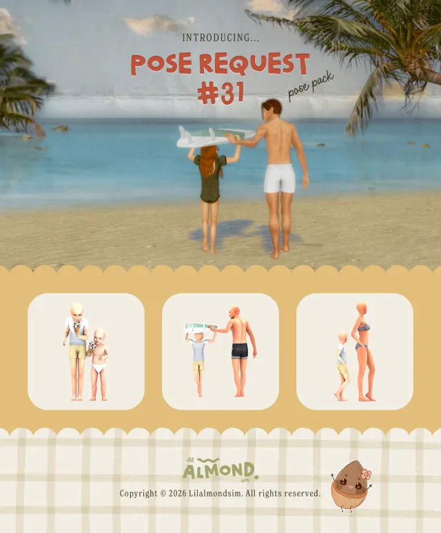 Vista previa de Pose Request #31 ꒰𝑝𝑜𝑠𝑒 𝑝𝑎𝑐𝑘꒱, poses de lilalmondsim para Los Sims 4.