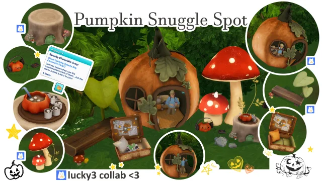 Vista previa de Pumpkin Snuggle Spot, construir y comprar de tamsiecc para Los Sims 4.
