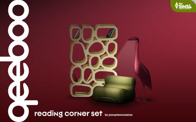 Vista previa de QEEBOO Reading Set, decoración de pamplemoossims para Los Sims 4.