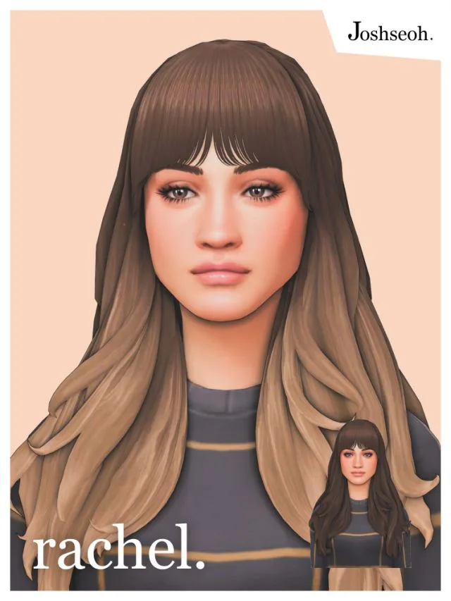 Vista previa de Rachel cabello & Overlay ( cabello Commissions ), cabello de joshseoh para Los Sims 4.