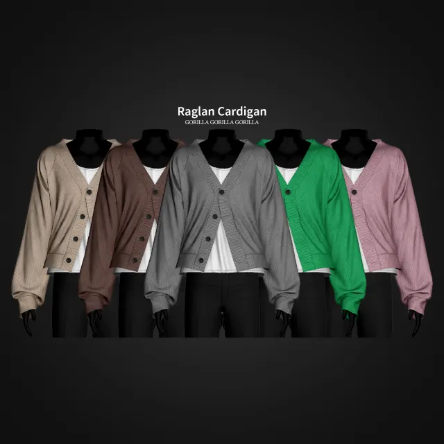 Vista previa de Raglan Cardigan, ropa de gorillax3-cc para Los Sims 4.