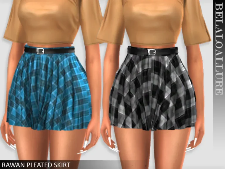 Vista previa de Rawan pleated falda, ropa de belaloallure3 para Los Sims 4.