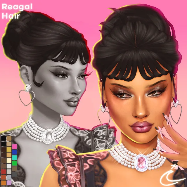 Vista previa de REAGAL cabello BY IMVIKAI, cabello de imvikai para Los Sims 4.
