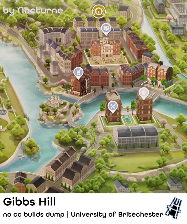 Vista previa de Rebuild Britechester | Gibbs Hill, solares y habitaciones de nocturne-vi para Los Sims 4.