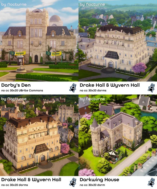 Vista previa de Rebuild Britechester | University, solares y habitaciones de nocturne-vi para Los Sims 4.