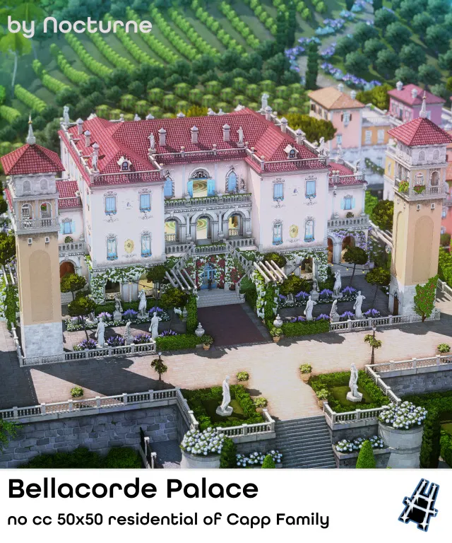 Vista previa de Rebuild Ondarion | Bellacorde Palace, solares y habitaciones de nocturne-vi para Los Sims 4.