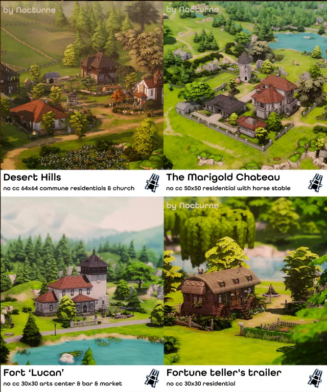 Vista previa de Rebuild Ravenwood | Whispering Glen, solares y habitaciones de nocturne-vi para Los Sims 4.