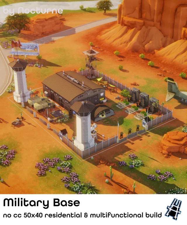 Vista previa de Rebuild StrangerVille | Military Base, solares y habitaciones de nocturne-vi para Los Sims 4.