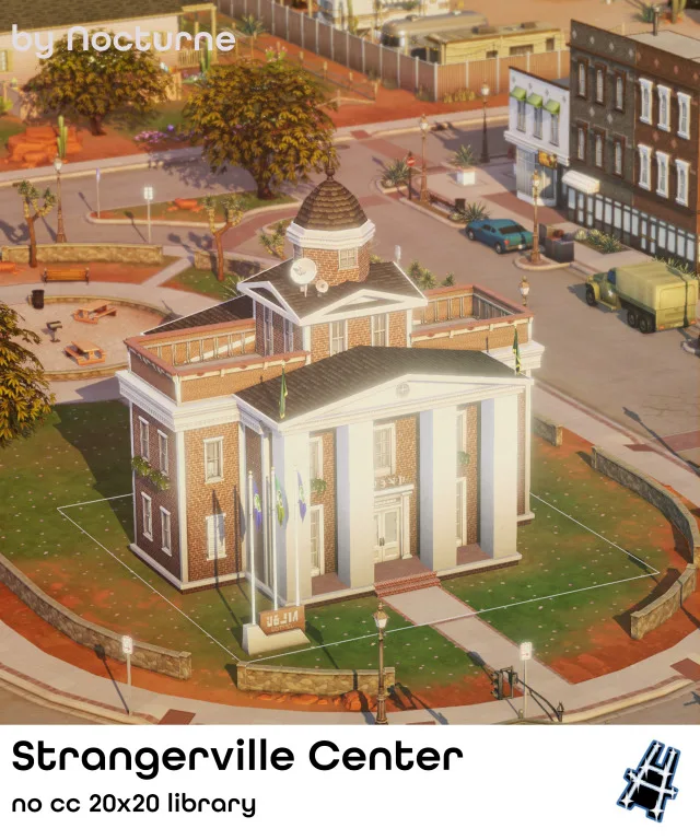 Vista previa de Rebuild StrangerVille | Plaza, solares y habitaciones de nocturne-vi para Los Sims 4.