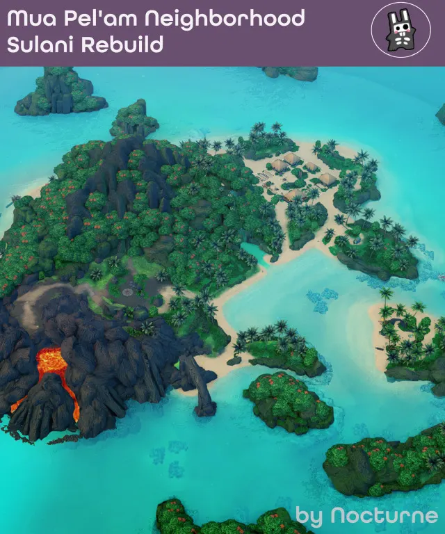Vista previa de Rebuild Sulani | Lani Mua Pel'am, solares y habitaciones de nocturne-vi para Los Sims 4.