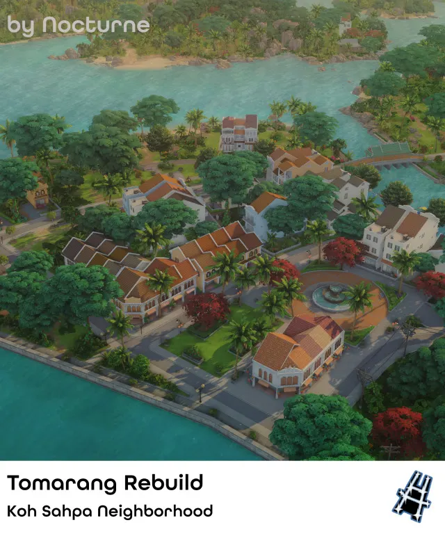 Vista previa de Rebuild Tomarang | Koh Sahpa, solares y habitaciones de nocturne-vi para Los Sims 4.