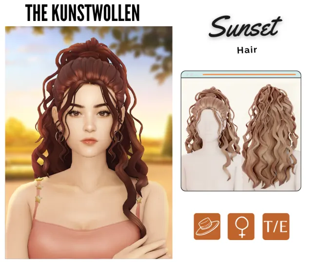 Recogido rizado para Sims femeninos de The Kunstwollen para Los Sims 4.