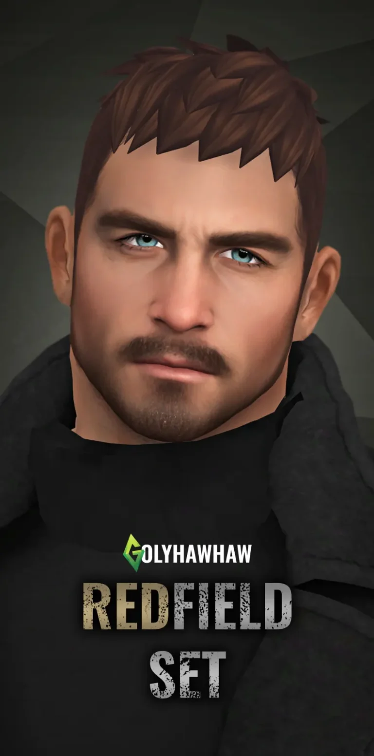 Vista previa de REDFIELD SET, cabello de golyhawhaw para Los Sims 4.