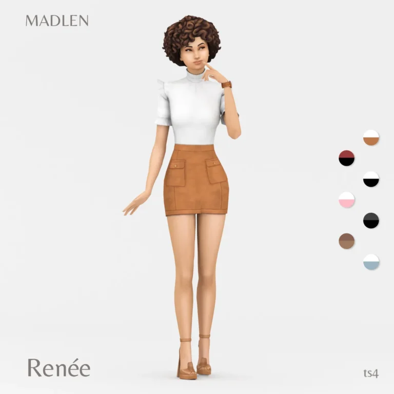 Vista previa de Renée conjunto ruffly short sleeve top and a cute, ropa de madlensims para Los Sims 4.