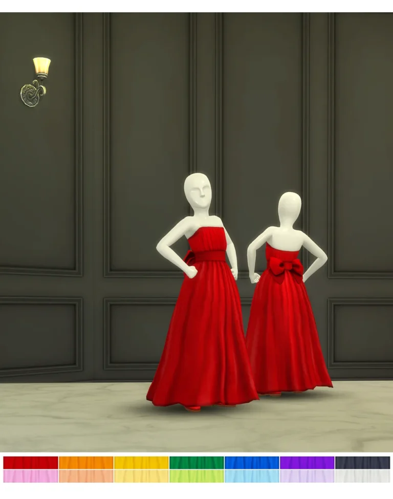 Vista previa de Ribbon Gown for Kids (14 color), crear un sim de rustys-cc para Los Sims 4.