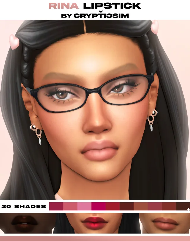 Vista previa de Rina labial, maquillaje de crypticsim para Los Sims 4.