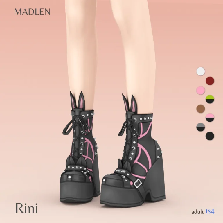Vista previa de Rini boots lace up ankle boots featuring bunny ear, zapatos de madlensims para Los Sims 4.