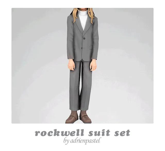 Vista previa de Rockwell Kids Suit Set, ropa de its-adrienpastel para Los Sims 4.