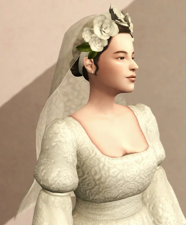Vista previa de Rosa × alba, cabello de rustys-cc para Los Sims 4.