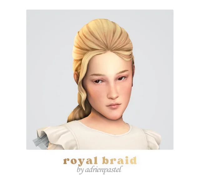 Vista previa de Royal Braid (Kids), cabello de its-adrienpastel para Los Sims 4.
