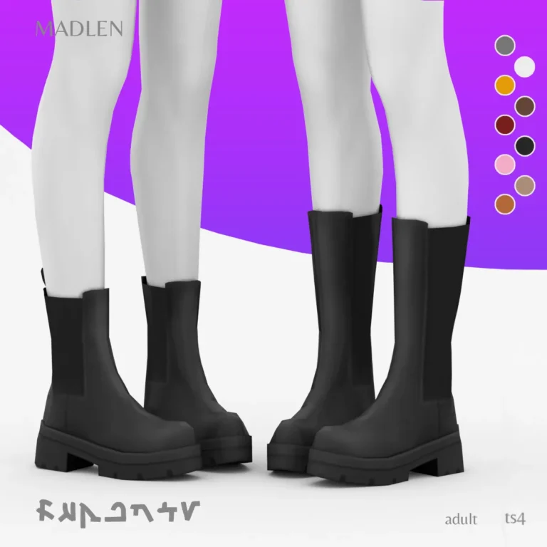 Vista previa de Ruperto boots leather round toe platform boots in, zapatos de madlensims para Los Sims 4.