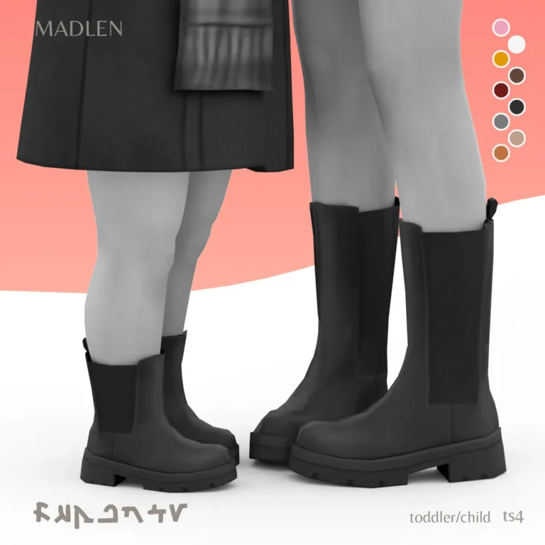 Vista previa de Ruperto boots tc now available to younger, zapatos de madlensims para Los Sims 4.