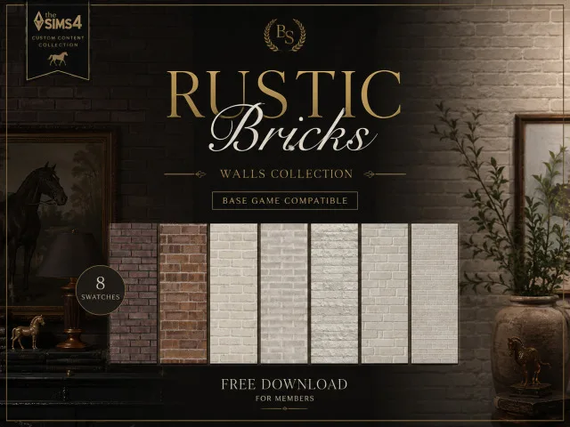 Vista previa de Rustic bricks free sims 4 walls cc a new free, cabello de bs-signature para Los Sims 4.
