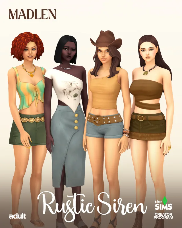 Vista previa de Rustic meets chic effortless denim earthy tones, ropa de madlensims para Los Sims 4.