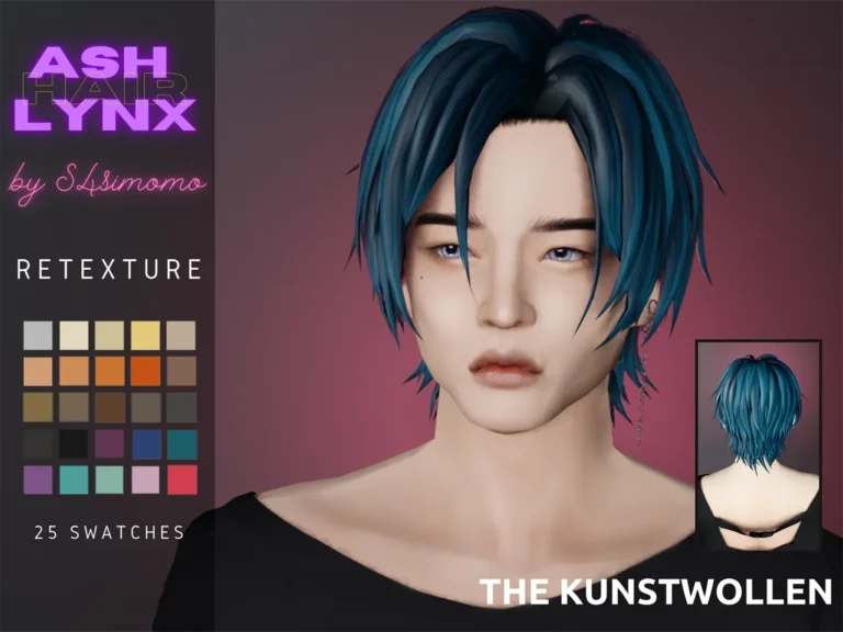 Vista previa de S4simomo ash lynx cabello retextured i loved this, cabello de thekunstwollen para Los Sims 4.