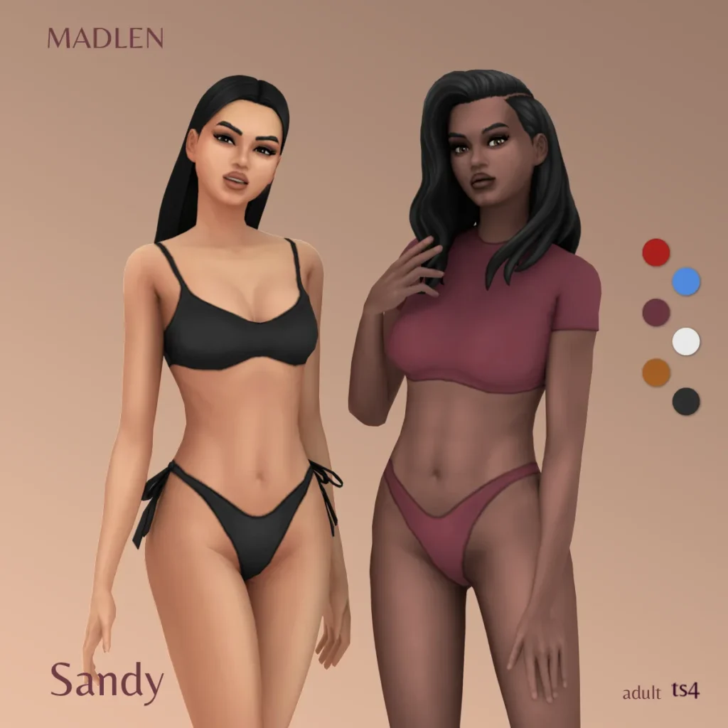 Vista previa de Sandy swimsuit was inspired by kims skims, ropa de madlensims para Los Sims 4.