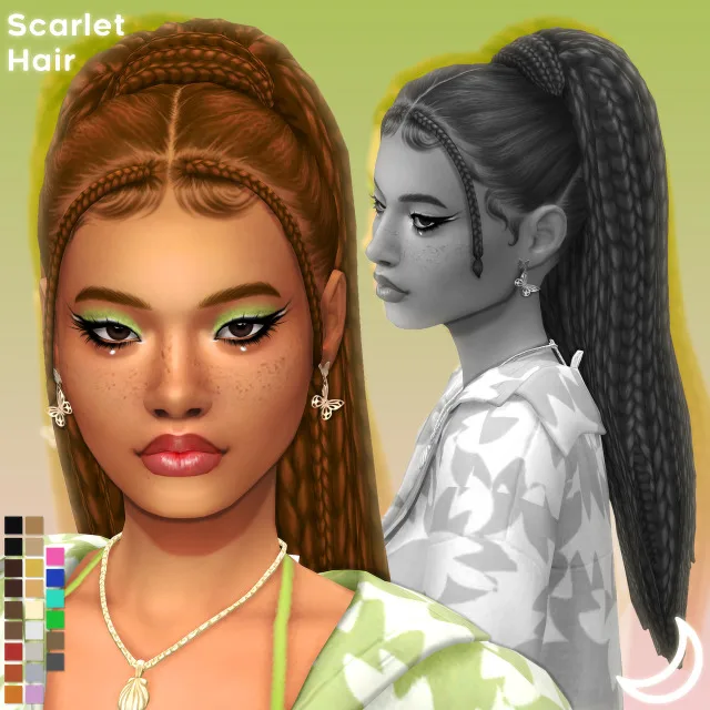 Vista previa de SCARLET cabello BY IMVIKAI, cabello de imvikai para Los Sims 4.