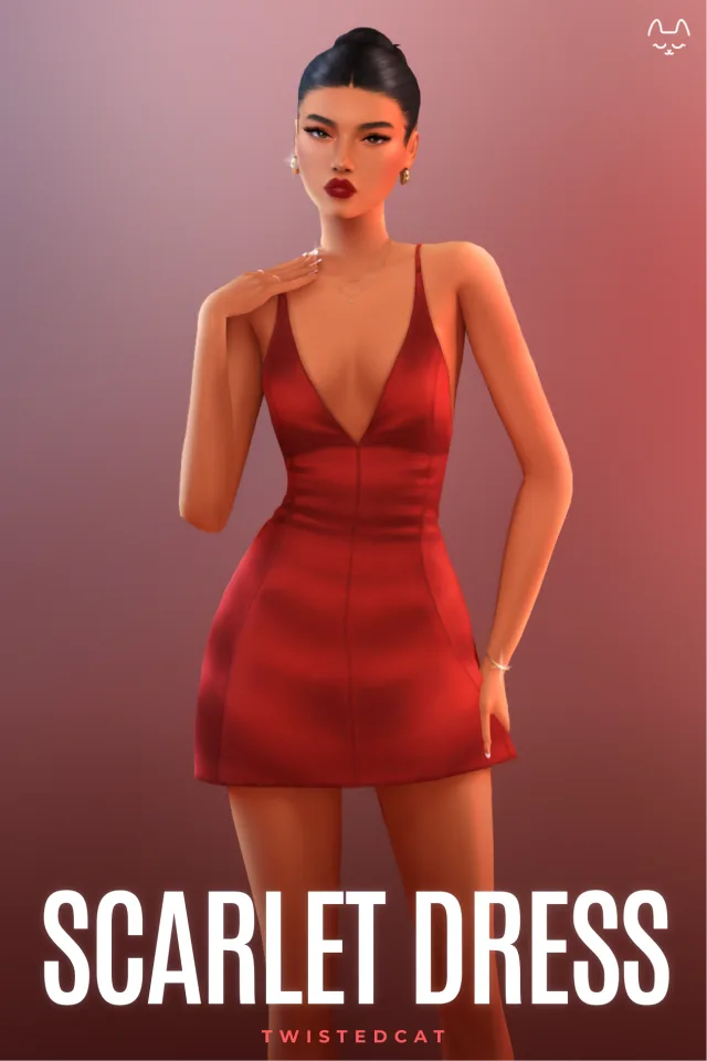 Vista previa de Scarlet vestido, ropa de twisted-cat para Los Sims 4.