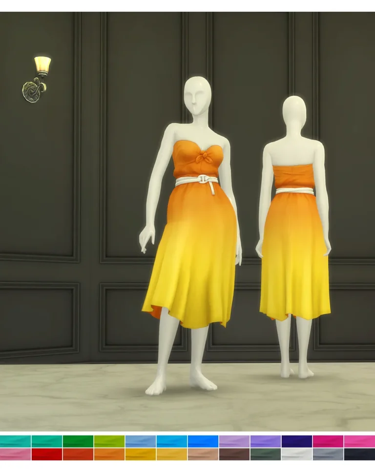 Vista previa de Seashell Wavvve _ Solid vestido (24 color), ropa de rustys-cc para Los Sims 4.