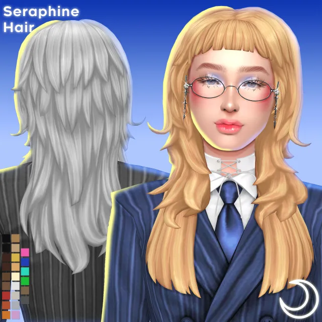 Vista previa de SERAPHINE cabello BY IMVIKAI, cabello de imvikai para Los Sims 4.