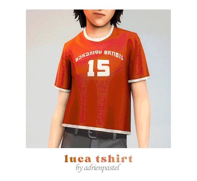 Vista previa de Serenity-CC' Luca T-Shirt (Kids conversiones), ropa de its-adrienpastel para Los Sims 4.